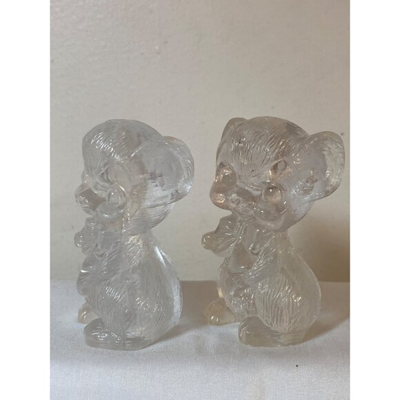 Mice Bows Salt Pepper Shakers Andromorphic Lucite Hard Clear Acrylic Hong Kong - Picture 2 of 8